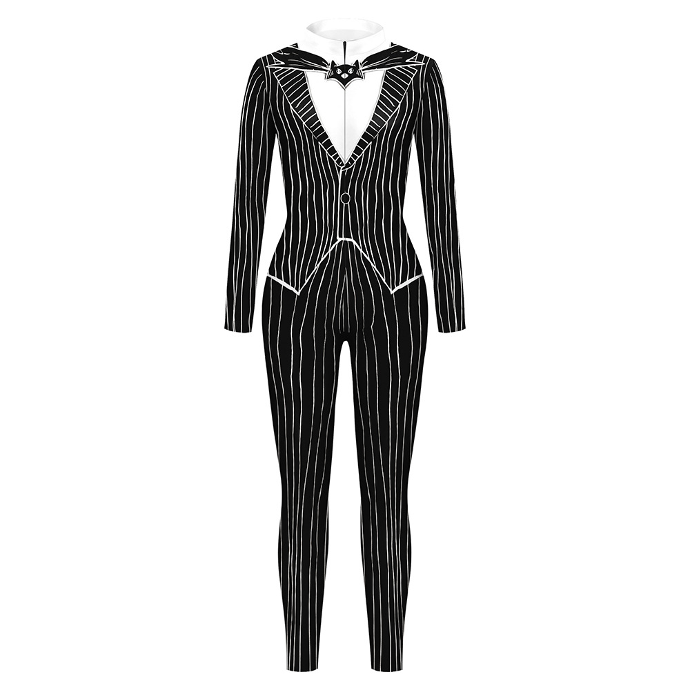 Mens Skeleton Halloween Costume Horrible Cosplay Tights Stage Performance Suit